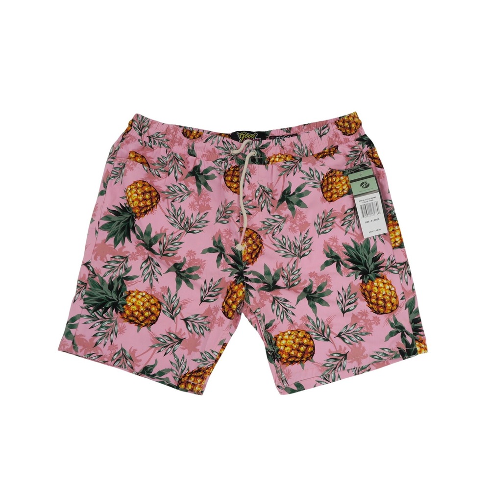 Drill Clothing Co Mens Good Vibes Pineapple Tropical Shorts Pink XL‎
